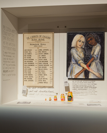 Painting Blood Sisters featured in an exhibition showcase