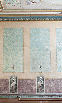 Wall decoration of the boudoir also showing the upper frieze and cornice details