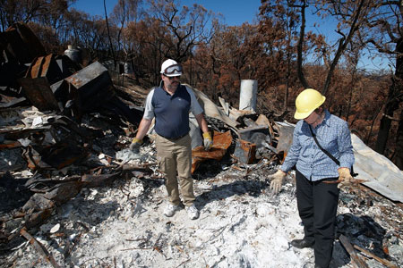 The remains of Bill Coppinger's home on Mt Disappointment