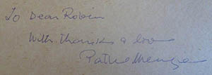 Inscription on the back of the embroidery