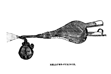 Bellows syringe sprayer