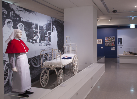 One of the nurse’s uniforms on display