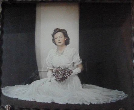 Mavis in her debutante gown, 1942