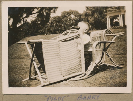 ‘Pilot Barry’ in full flight in the garden of the Prime Minister’s Lodge, Canberra