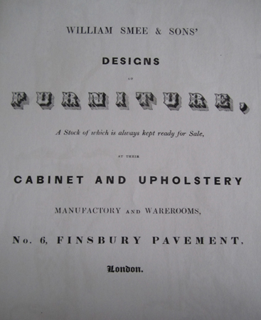 Front cover of William Smee & Sons' Designs of Furniture