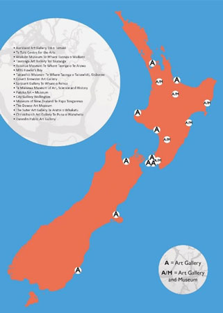 Geographical distribution of the art galleries/museums that took part in the survey