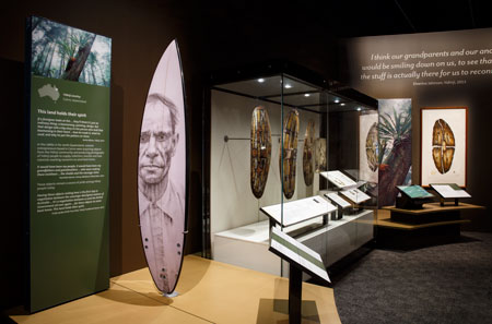 Contemporary Indigenous artworks displayed alongside objects from the British Museum collection; on display at the National Museum of Australia, 2015–16