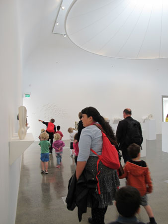 Teachers, student teachers, parents, and grandparents help to support children’s engagement with art works on a successful self-guided visit to the Te Uru Waitakere Contemporary Gallery, Auckland (2015)