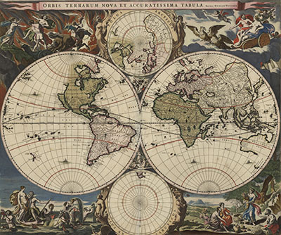 A New and Very Accurate Map of the World, 1658, by Nicholas Visscher, Amsterdam