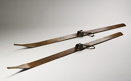 Skis made from Alpine ash, in a style known as ‘Kiandra kick-ins’, from Adaminaby, New South Wales