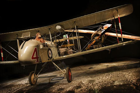 Omaka's set piece of a DH2 and a Fokker Eindekker in aerial combat.