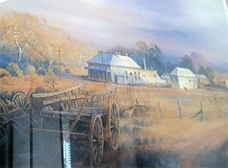 Detail of a painting of the Australian Inland Mission, Smith of Dunesk Manor, Beltana, South Australia, by Kenneth Jack