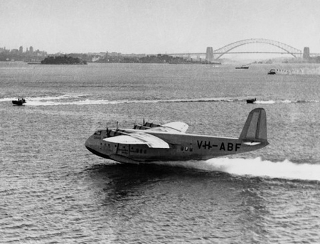 Qantas flying boat on Sydney harbour