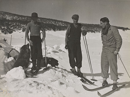 Charles Yen’s grandson Geoff (right) on the skifields