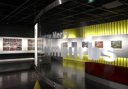 The title wall of the
Boomburbs exhibition