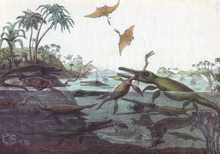Fig. 6.
Duria Antiquior (Ancient Dorsetshire), 1830
hand-coloured lithograph by George Sharf (1788–1860), after an original drawing by Henry Thomas de la Beche (1796–1855)