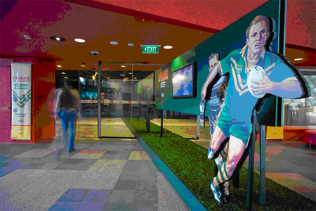 Image of entrance wall of the 
    League of Legends exhibition
  