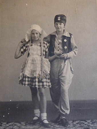Eileen (right) and her partner, dressed in Dutch national costume, 1934
